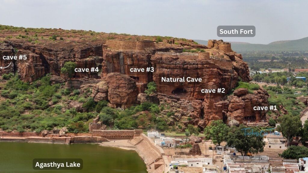 badami cave temples full view 1 - TwinsOnToes Badami cave temples - full view