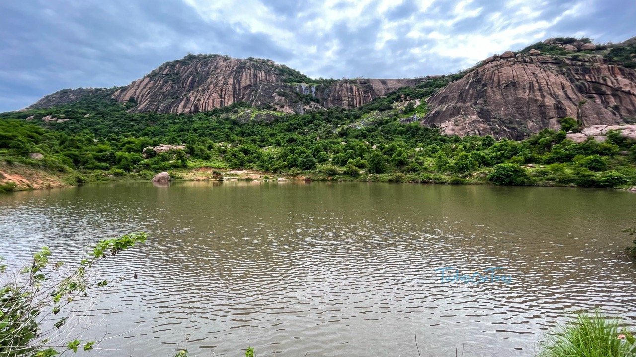 View of Bananthimari Betta hill with pond