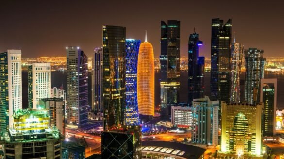 Doha Corniche at night, Doha Skyline