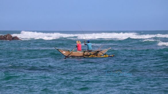 Fishermen fishing at sea In Sri Lanka