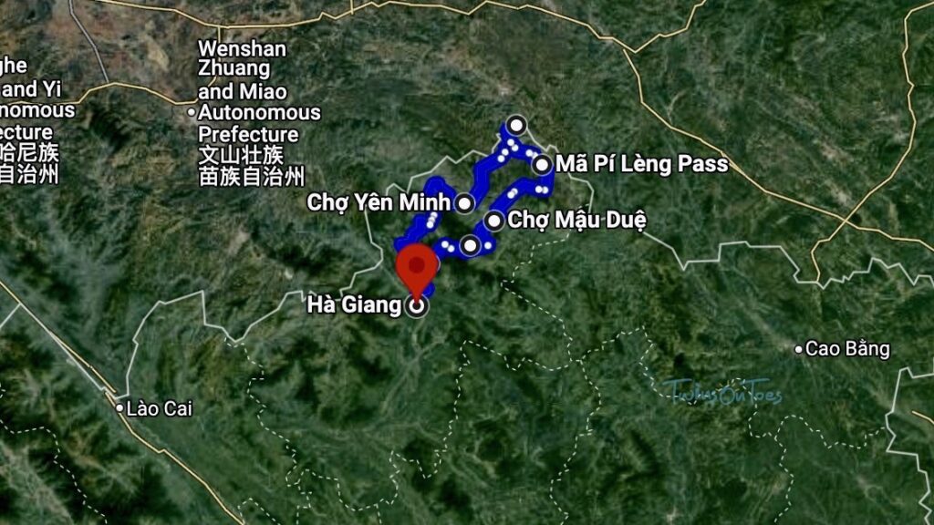 ha giang loop itinerary 3 days - TwinsOnToes Ha Giang loop itinerary map - 3 days