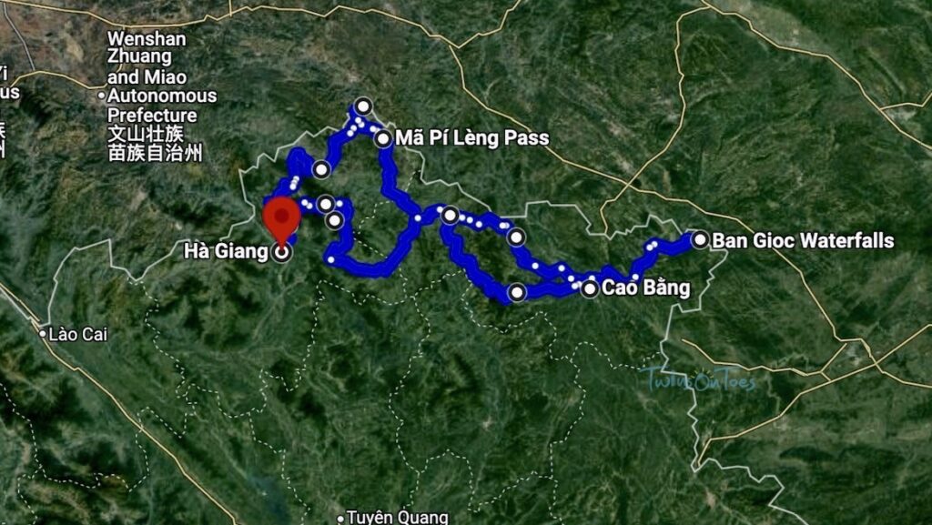 ha giang loop itinerary 7 days - TwinsOnToes Ha Giang loop itinerary map - 7 days