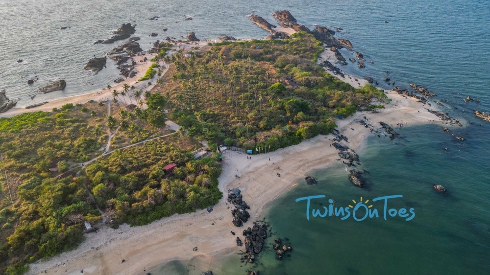 Closer aerial view of the St. Marys island Udupi