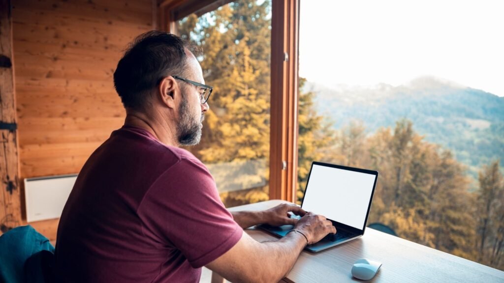 Working with the view of mountains