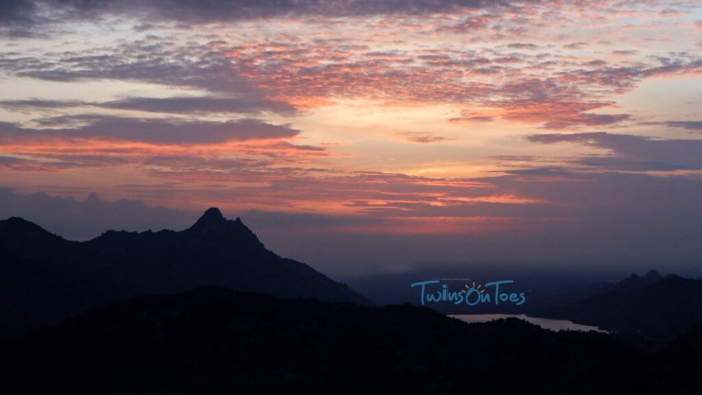 sunset at gudibande fort hilltop 1 - TwinsOnToes View of surrounding hills during golden hours at Gudibande Fort