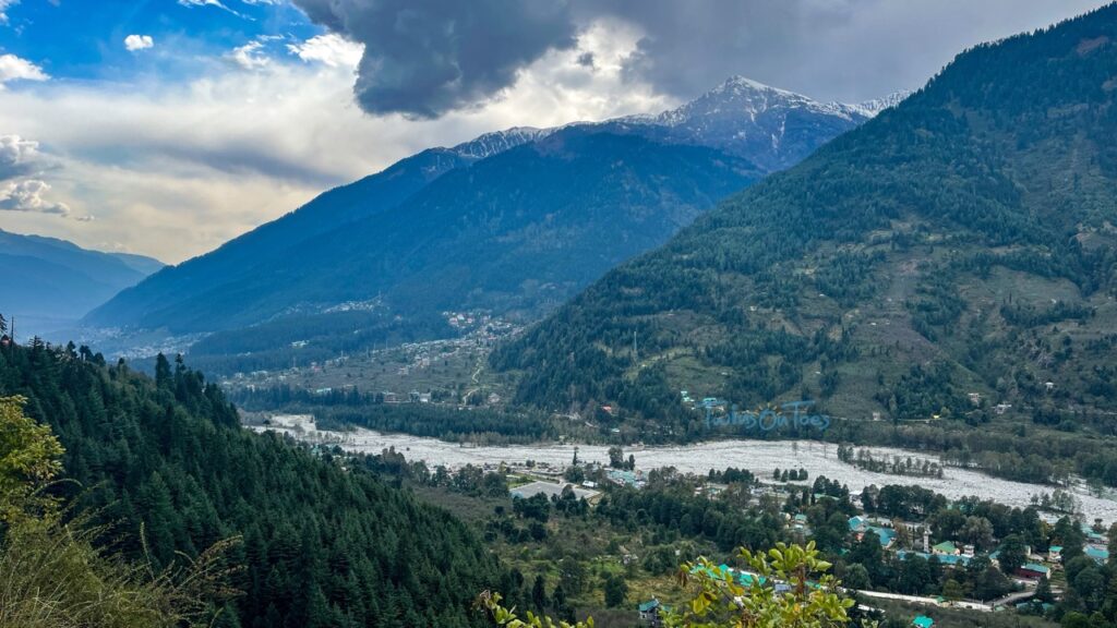 View of Manali from Upper Jogini waterfall